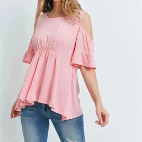 Pink Top Tunic Cold Shoulder - Picture 2 of 6